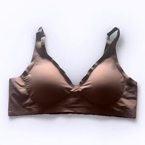 Tiktok Jelly Wireless Womens Bra No Underwire Seamless Push-up Brown XL 38E 40B